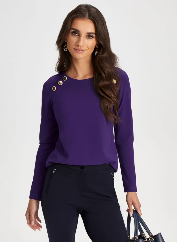 Long Sleeve Button Detail Top