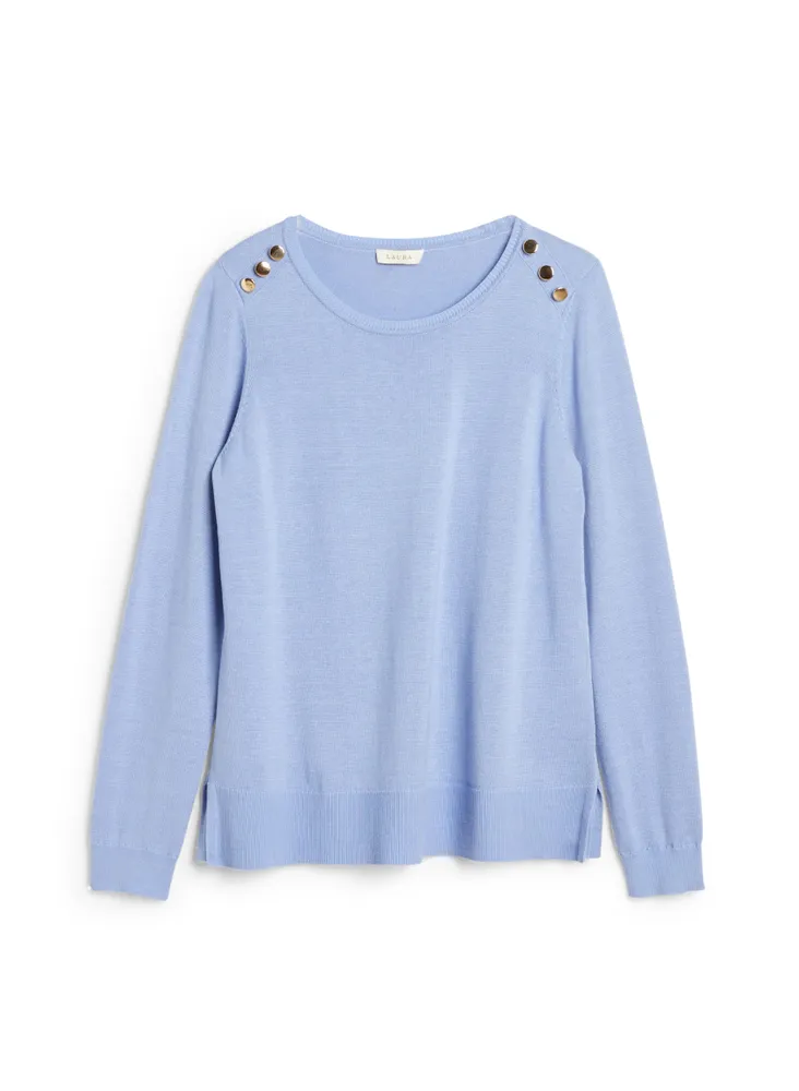 Button Detail Crew Neck Sweater