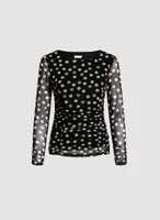 Dot Motif Long Sleeve Top