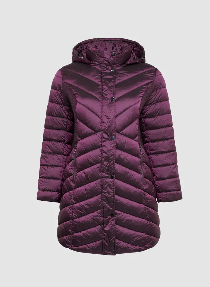 Vegan Down Chevron Quilted Coat