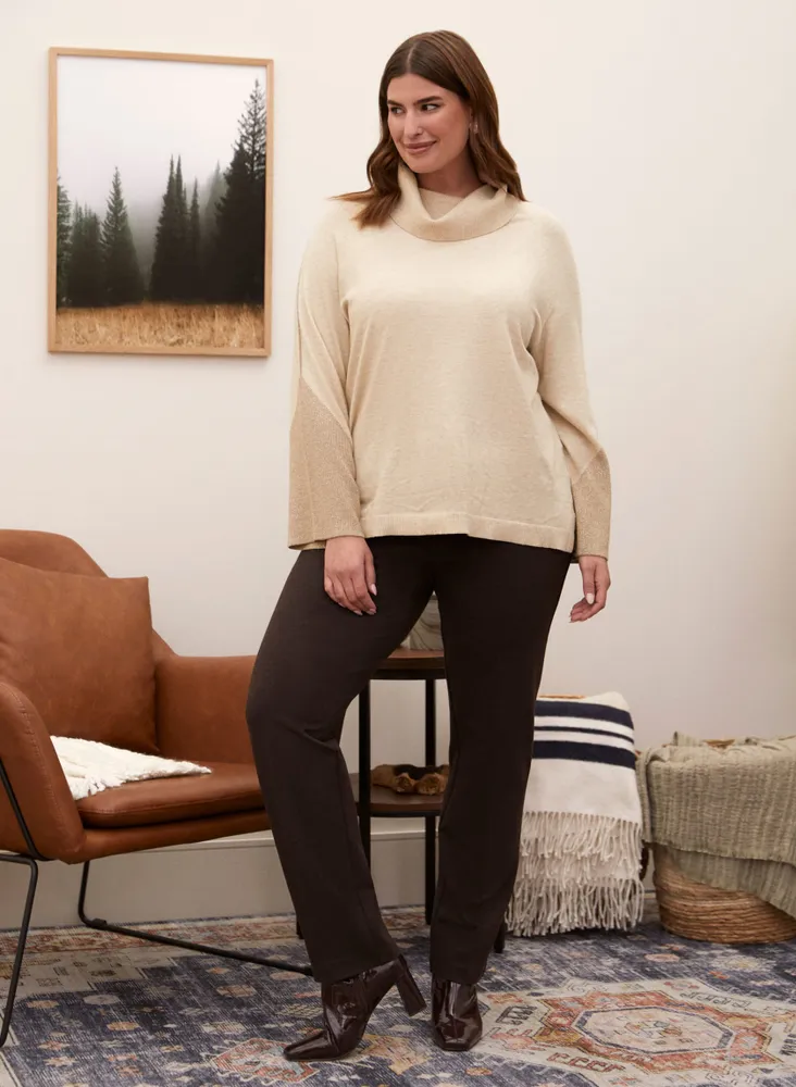 Cowl Neck Two-Tone Sweater