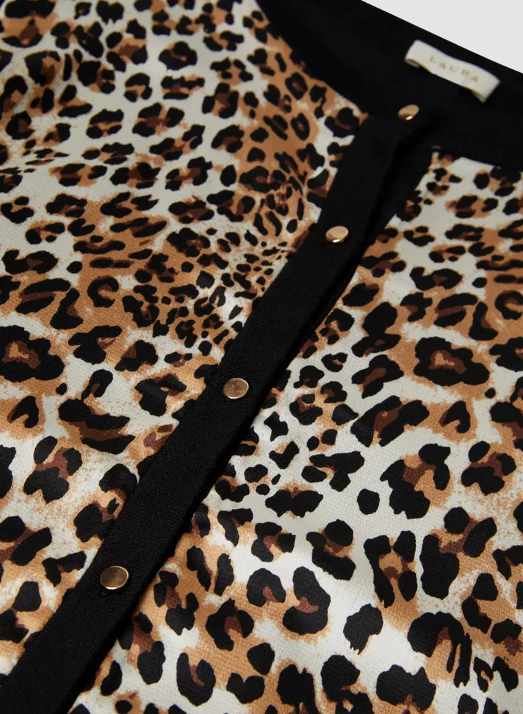 Animal Print Button Front Cardigan