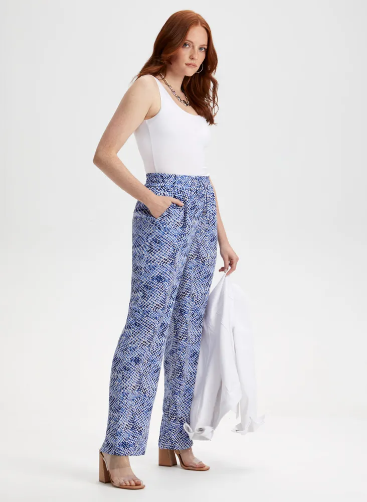 Abstract Animal Print Pull-On Pants