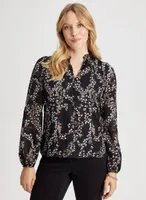 Long Sleeve Floral Motif Blouse