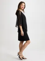 Cold Shoulder Chiffon Poncho Dress