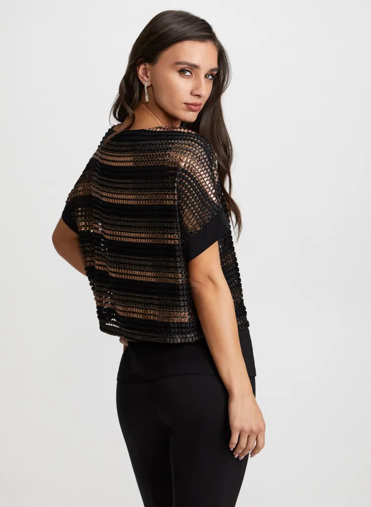 Crochet Stripe Print Top