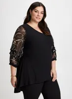 Pinched Sleeve Asymmetric Top