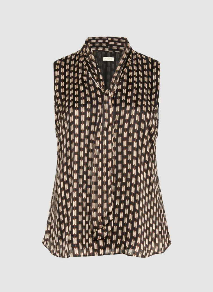 Geometric Print Sleeveless Blouse