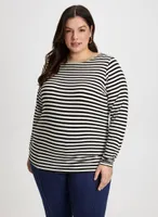 3/4 Sleeve Stripe Print Top