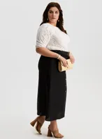 Button Detail Midi Skirt