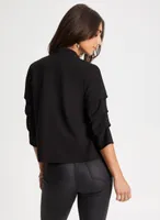 Pinched Sleeve Open Front Top