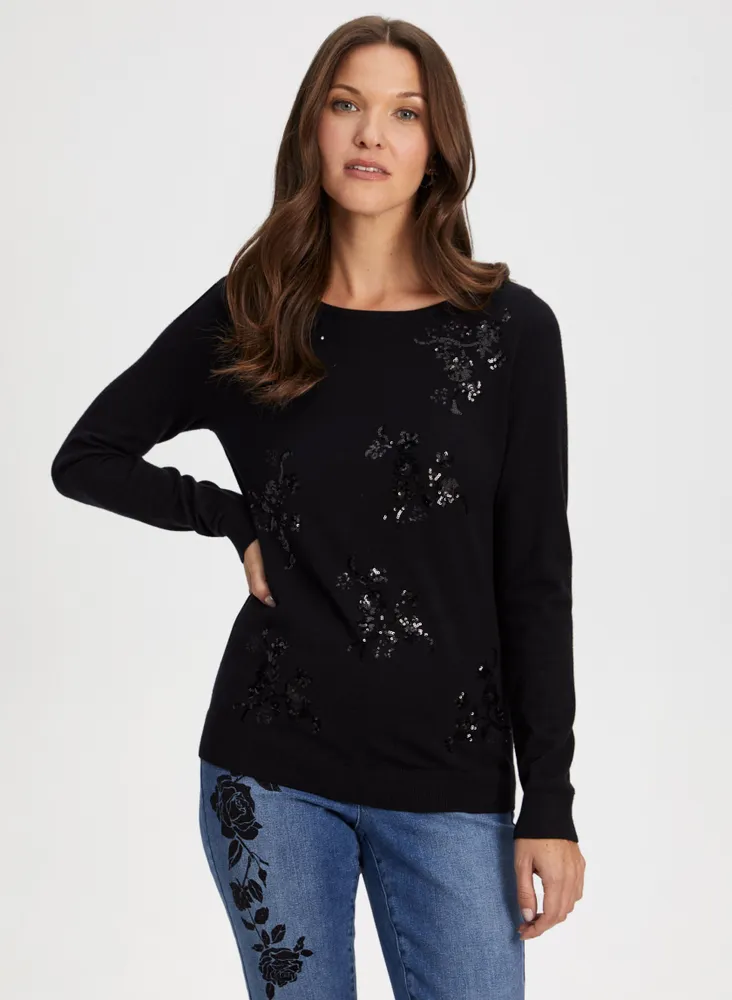 Floral Sequin Detail Top