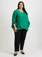 Flutter Sleeve Asymmetric Blouse