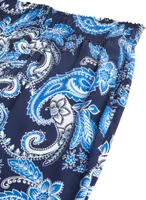 Paisley Print Gaucho Pull-On Pants