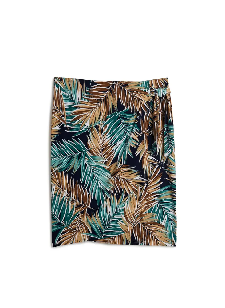 Tropical Print Pull On Skirt