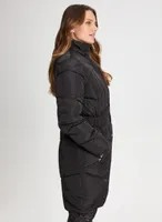 Geometric Quilted Vegan Down Coat