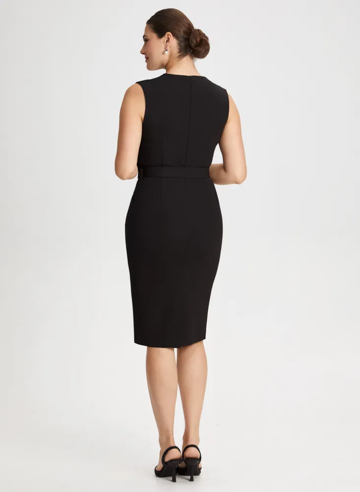 Belted Sleeveless Sheath Dress