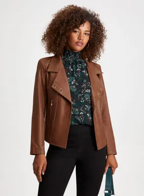 Eyelet Detail Faux Suede Jacket