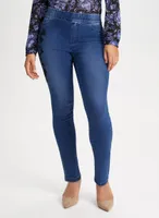 Floral Embroidery Pull-On Jeans