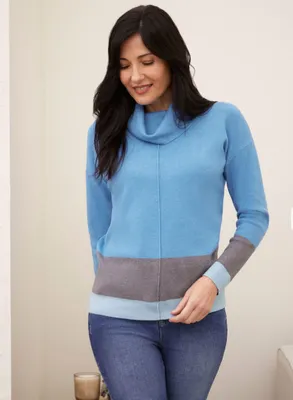 Cowl Neck Colour Block Sweater