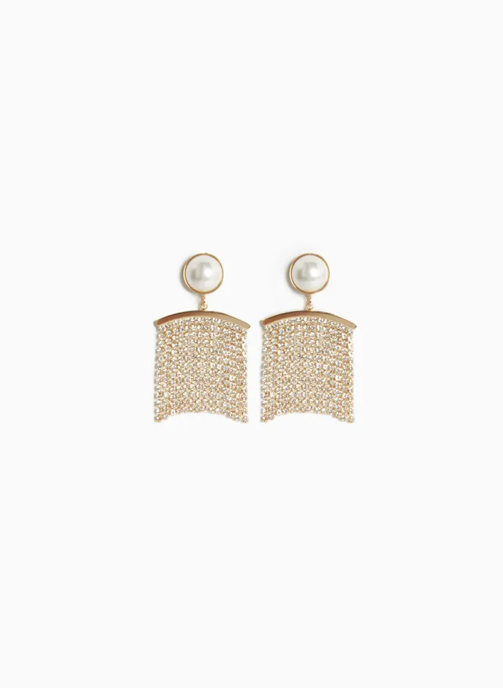 Pearl & Cascading Crystal Earrings