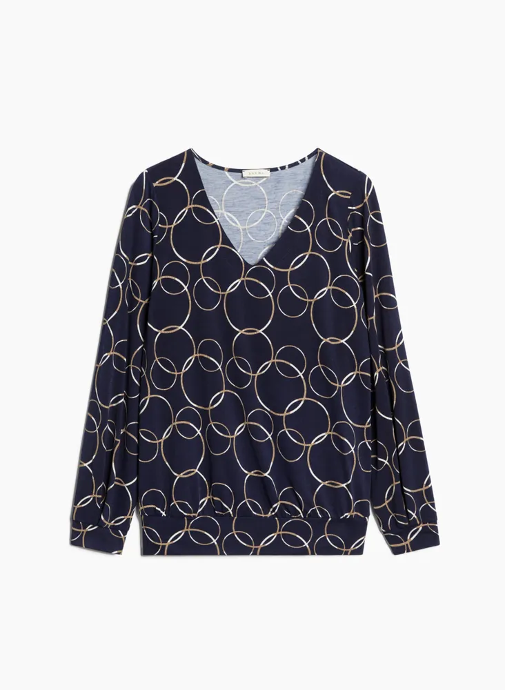 Puff Sleeve Ring Print Top