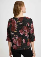 Wide Sleeve Floral Print Sweater