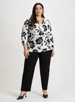 Wrap-Style Floral Motif Top