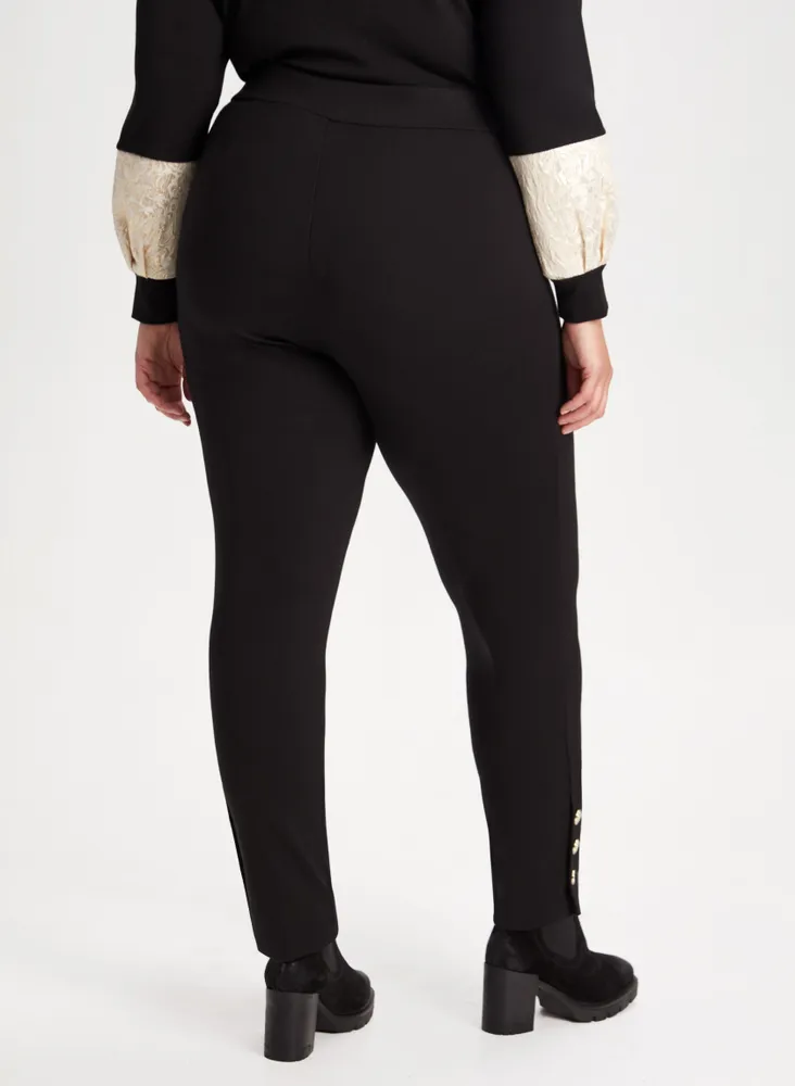 Pull-On Button Detail Pants
