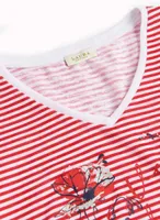 Stripe & Floral Print Tee