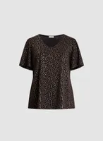 Metallic Foil Print Popover Top