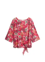 Floral Print Elbow Sleeve Top