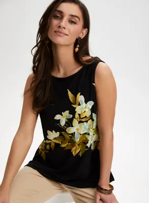 Tropical Floral Print Sleeveless Top