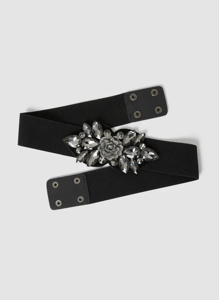 Rosette Embellished Elastic Belt