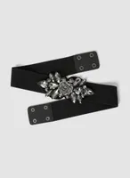 Rosette Embellished Elastic Belt