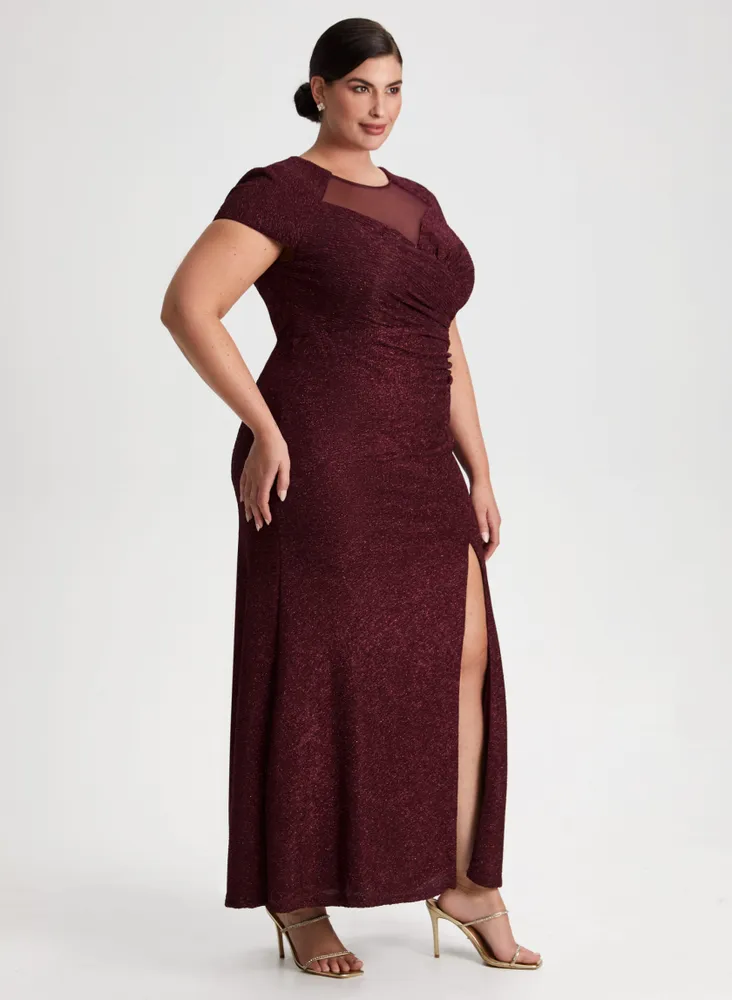 Glitter & Mesh Insert Maxi Dress