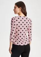 Dot Print 3/4 Sleeve Top