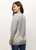 Floral Pattern Open Front Cardigan