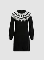 Diamond Pattern Sweater Dress