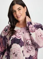 Dolman Sleeve Floral Print Sweater