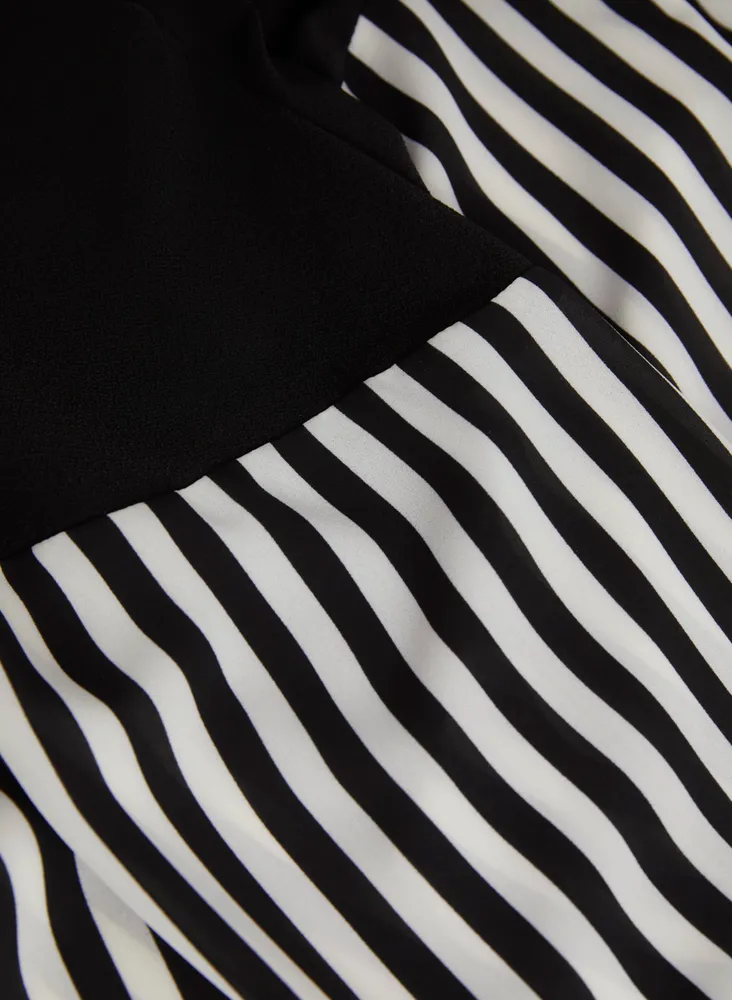 Striped Detail Open Front Top