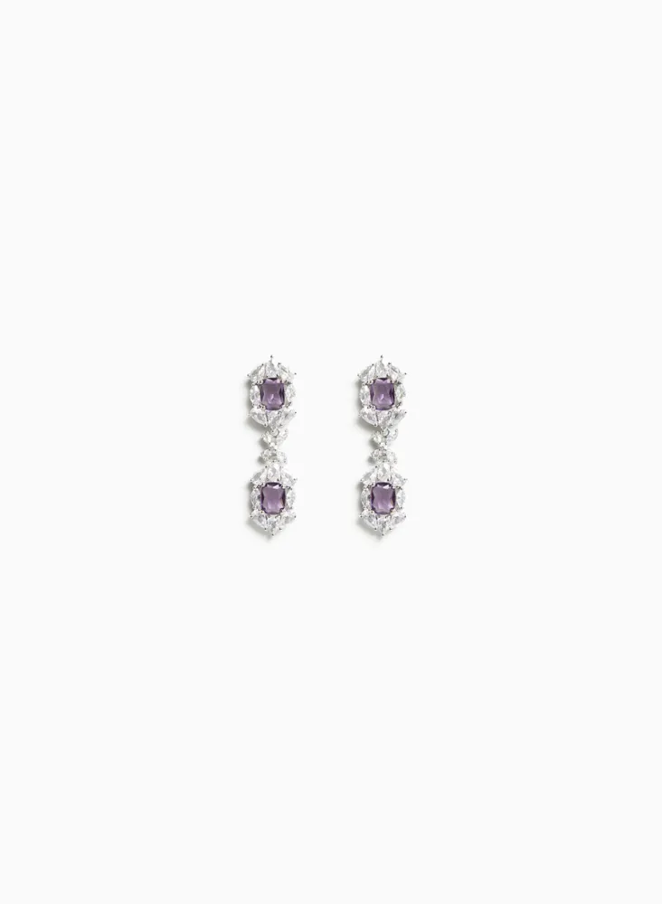 Three-Tier Crystal & Rhinestone Earrings