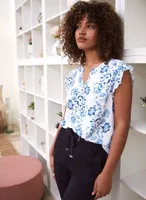 Floral Print Cap Sleeve Blouse