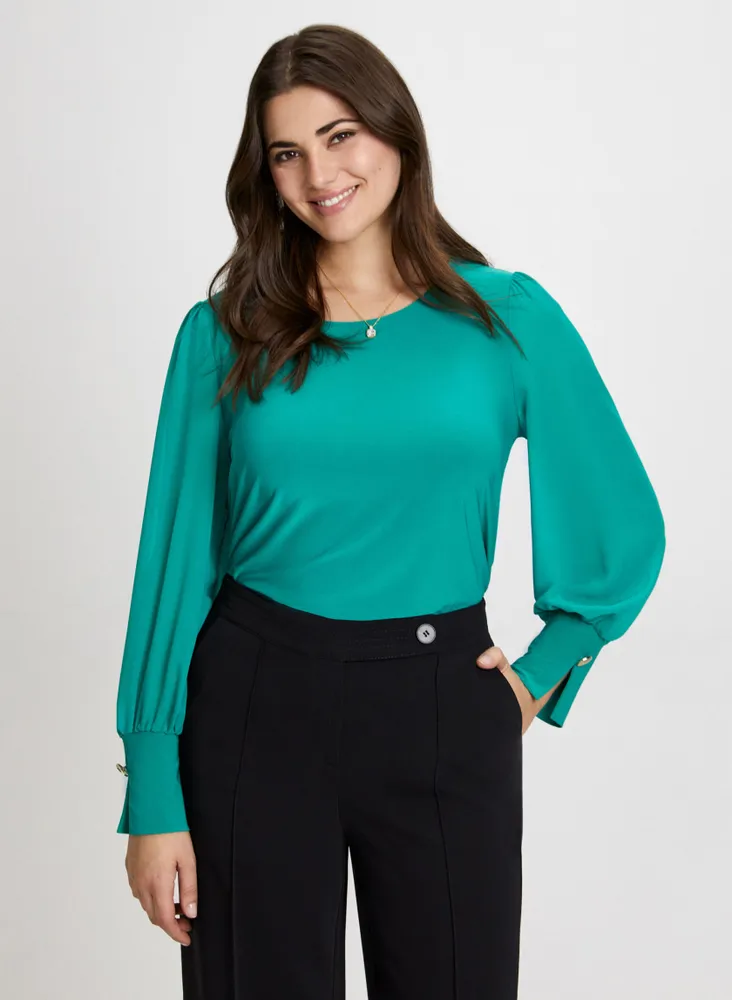 Button Cuff Long Sleeve Top