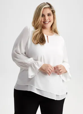 Long Sleeve Double Layer Blouse