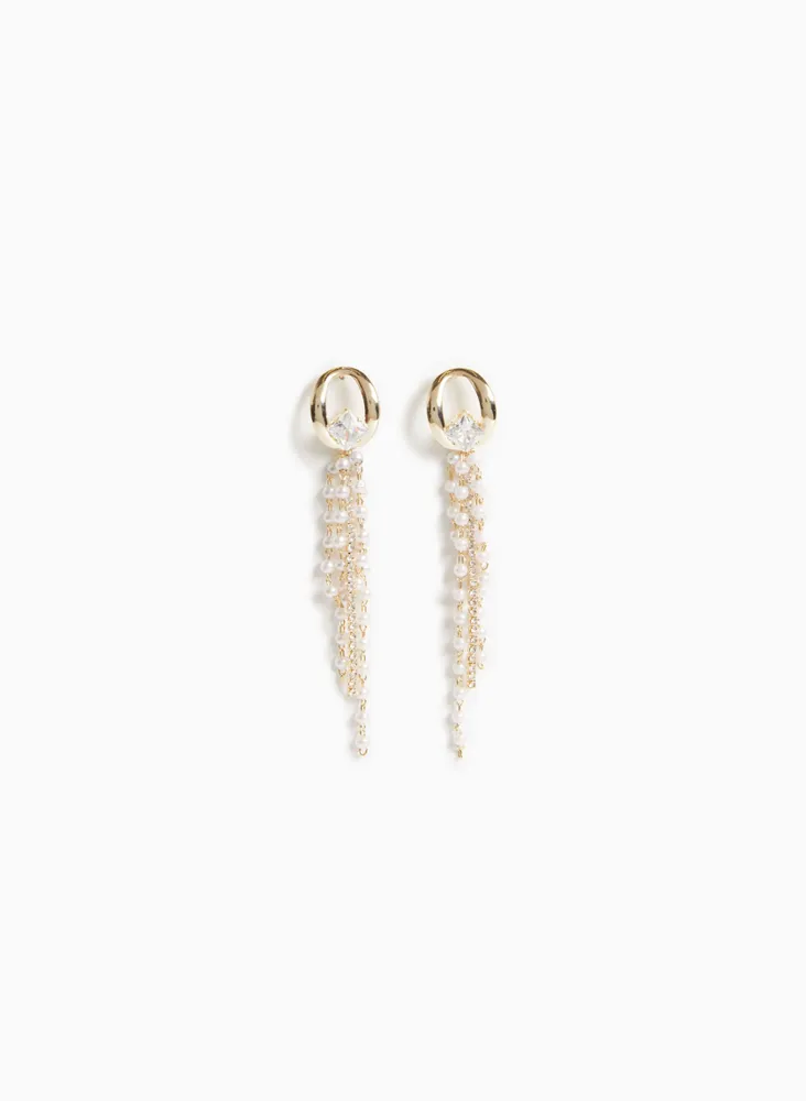 Cascading Pearl Dangle Earrings