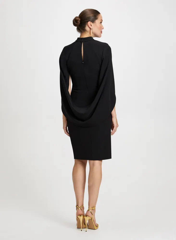 Cut-Out Detail Drape Sleeve Dress