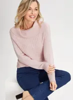 Pearl Embellished Cowl Neck Sweater