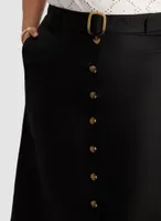 Button Detail Midi Skirt