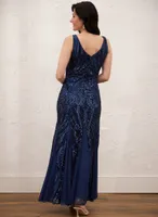 V-Neck Sequin Dress